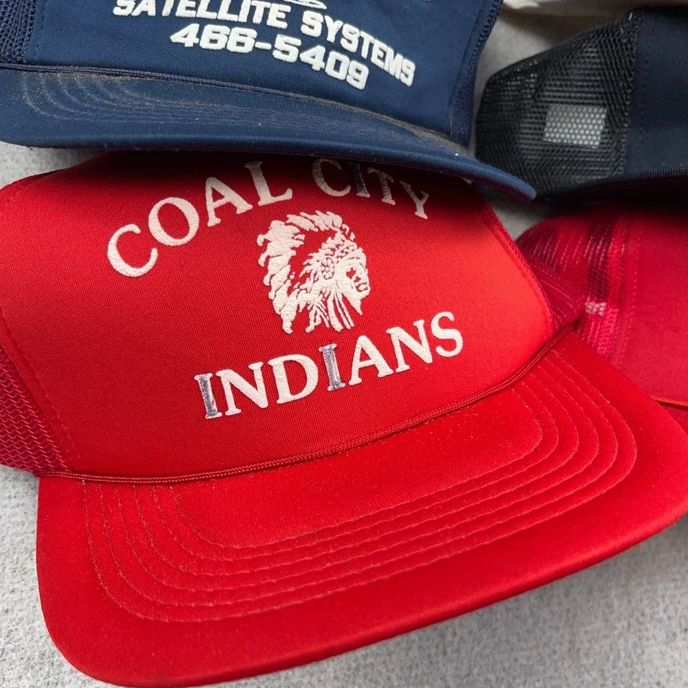 Vintage Trucker Hat Lot Snapback Cap 80s 90s Y2K Patch USA Advertising Rope BQ4